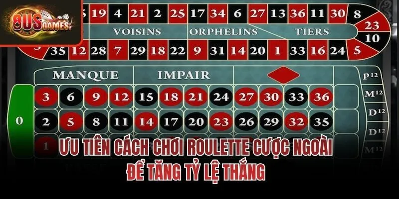 Ưu tiên cách chơi Roulette cược ngoài để tăng tỷ lệ thắng